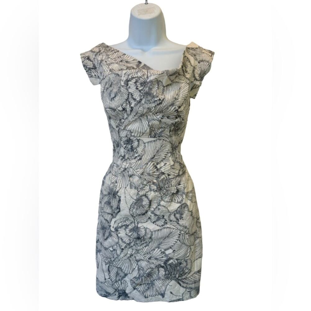 Black Halo Jackie O Sheath Dress Floral Textured Size O